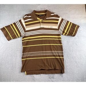Vtg Sean Jean Polo Shirt Mens Size L Brown Yellow Striped Urban Y2K